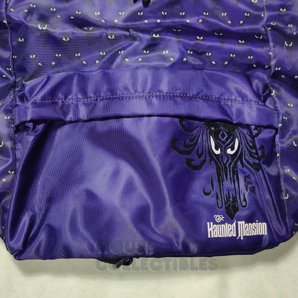 Disney Parks Haunted Mansion Wallpaper Backpack Drawstring Zip Pocket Purple - Picture 5 of 10